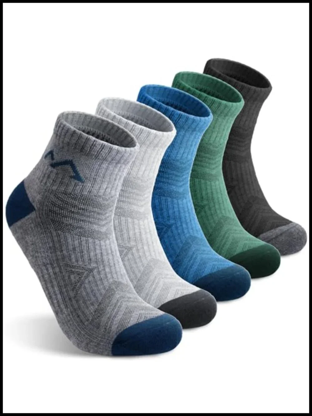 Merino Wool Hiking Socks for Men Quarter Ankle 5 Pair Pack Anti Blister